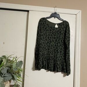 Lucky Brand Black and White Peplum Blouse